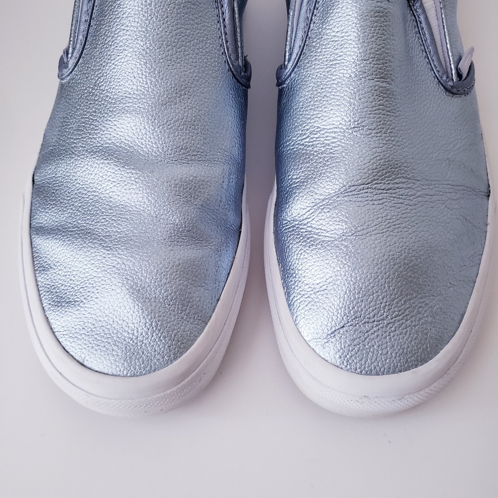 Vans Metallic Light Blue Classic Slip-on Shoes - Picture 12 of 14